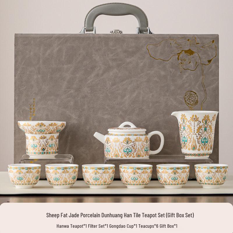 Dunhuang Mutton Fat White Porcelain Kung Fu Tea Set