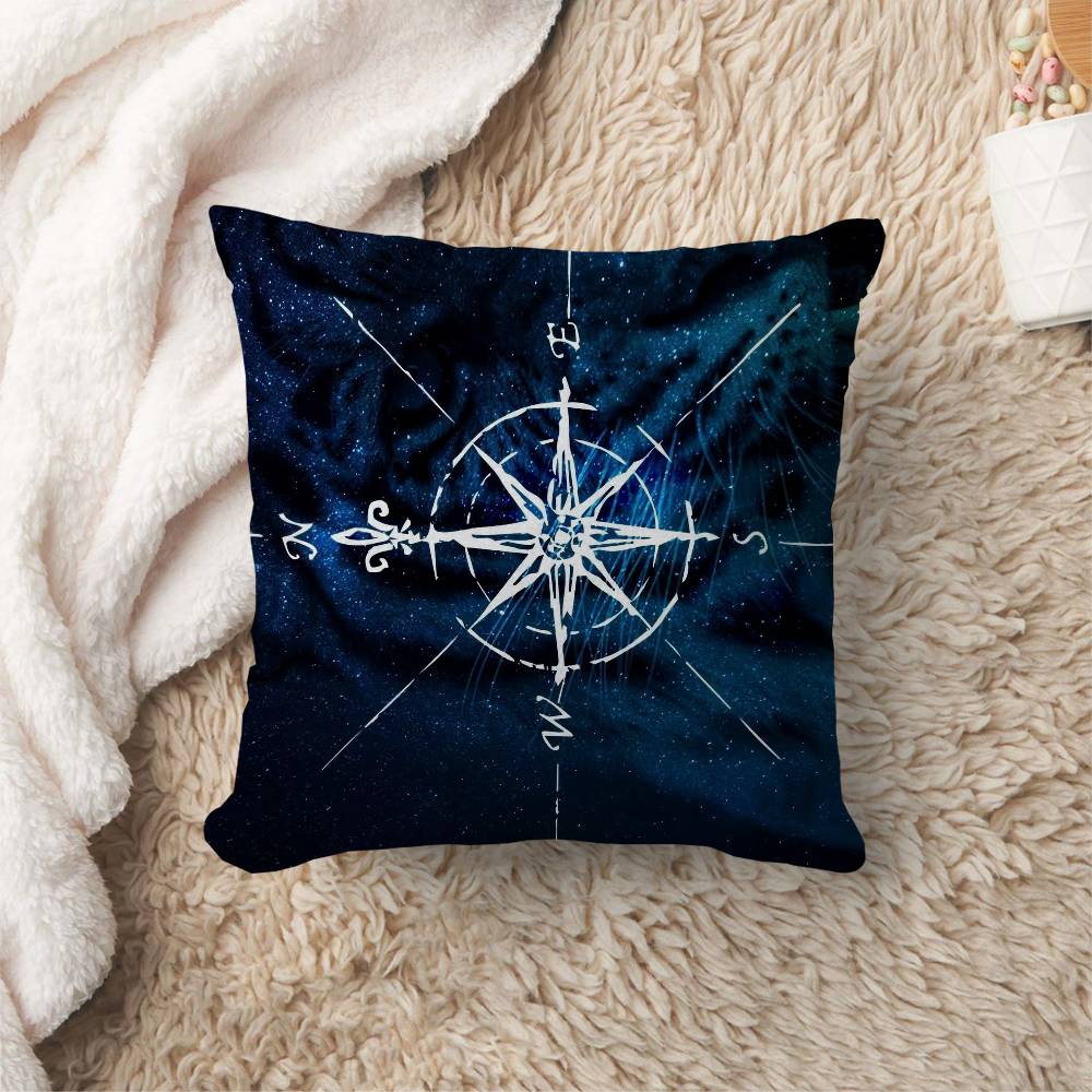 Retro Compass Map World Map Cushion Cover Pillow Cover Decor Pillowcase Printed Cushion Case for Couch