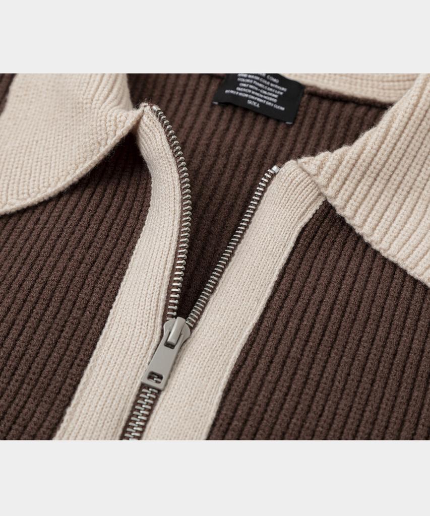 LETTERCOMO Teddy Blossom Essential Knit Zip-Up Brown