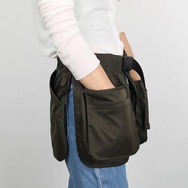 Canvas Half-length Apron Multi-functional Multi-pocket Zipper Waist Bag Versatile Gardening Work Clothes Tool Apron