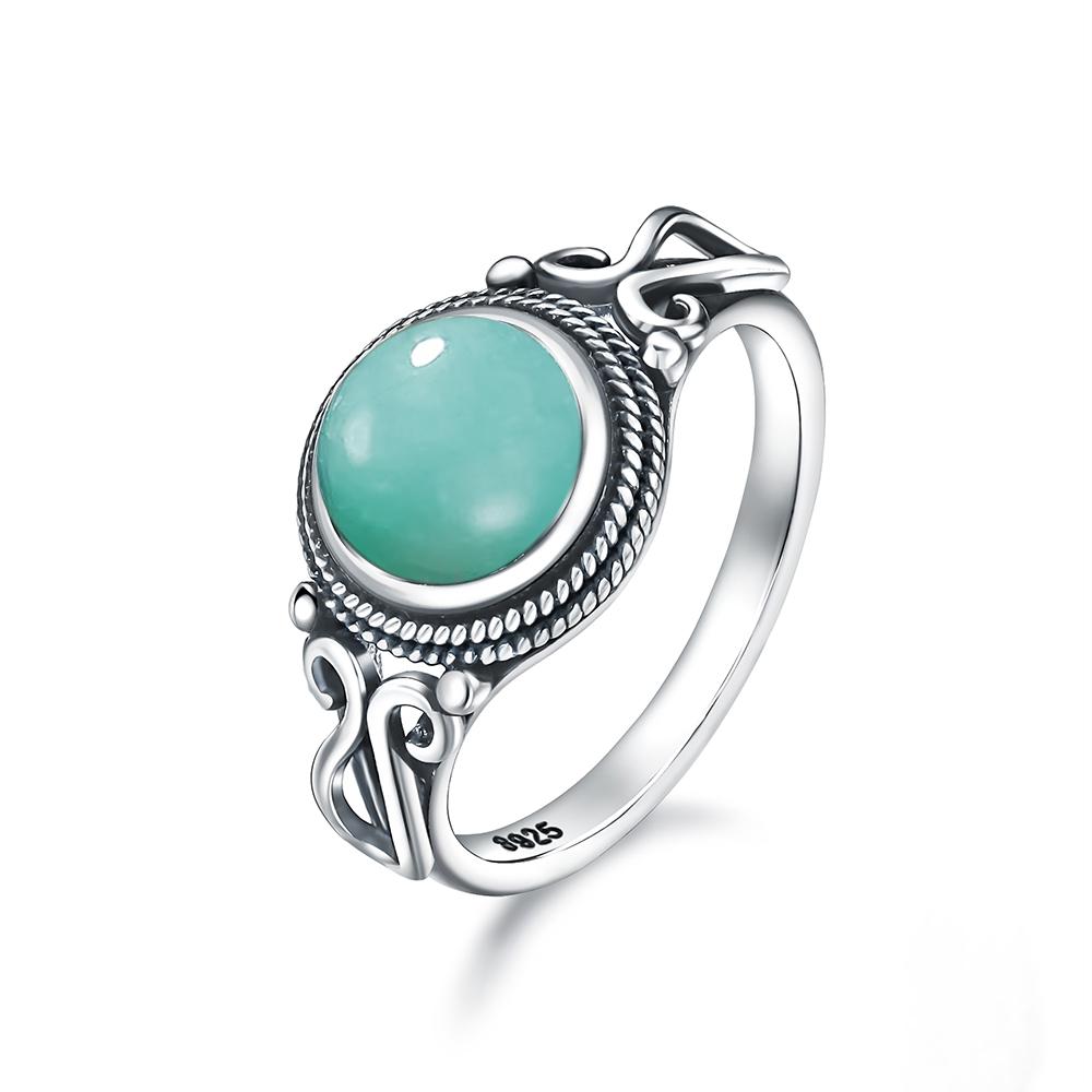 Pierścionek ze srebra sterlingowego z czarnym onykssem Vintage Prosty minimalistyczny styl Okrągły kształt Kamień naturalny Czarny pierścionek Biżuteria dla kobiet