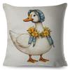 Multi Size Vibrant Print Pillow Cover Vintage Farm Goose Floral Duck Countryside Waterfowl Sofa Decor Cushion