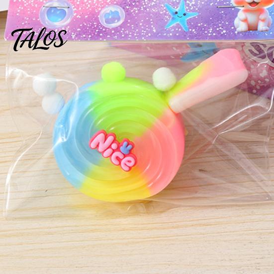Stress Relief Lollipop Toy Colorful Squeeze Multicolor Candy Sensory TPR Pinch Decompression Simulated Food Fidget