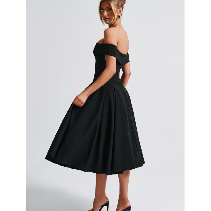 Elegancka Sukienka Damska Bez Ramiączek, Bez Pleców, na Jedno Ramię, w Czystym Kolorze, Letnia-Graniczna, Modna