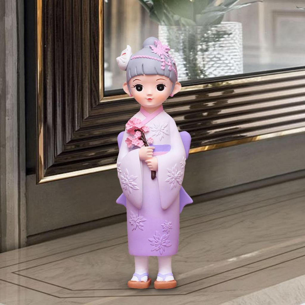 Pryskyřičná soška Asijská figurka Kabuki Japonské kimono Gejša panenka Miniaturní socha pro vitrínu Domácí vitrína Dárky na párty