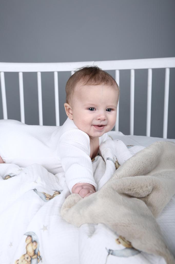 Muslin Baby Blanket with Eco Fur
