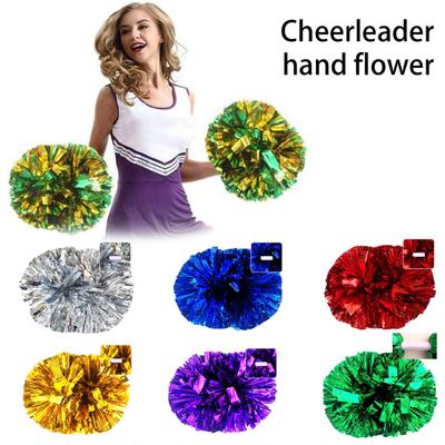 Cheerleading Pom Poms Shining Contrast Color Decorative with Long Handle Full Shape Create  Atmosphere Sparkling Grip Cheerleading Hand Flower