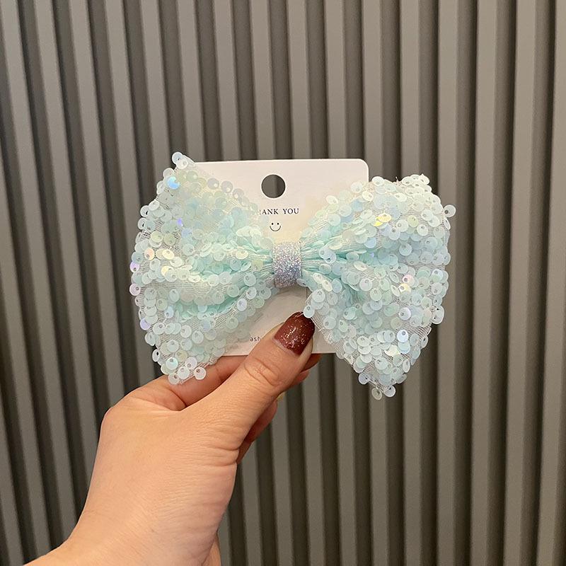 Korean Princess Style Bow Hair Clip with Colorful Sequins for Girls