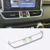 For Toy Ota RAV4   Silver  Carbon Fiber Style Interior Middle Center Console Air Condition Vent Outlet Cover Trim