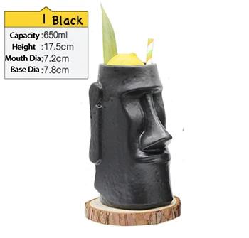 

ceramic tiki cocktail mugs set, hawaiian style tiki tumblers for bar home party, tropical drinkware cups for rum cocktails 380ml-920ml