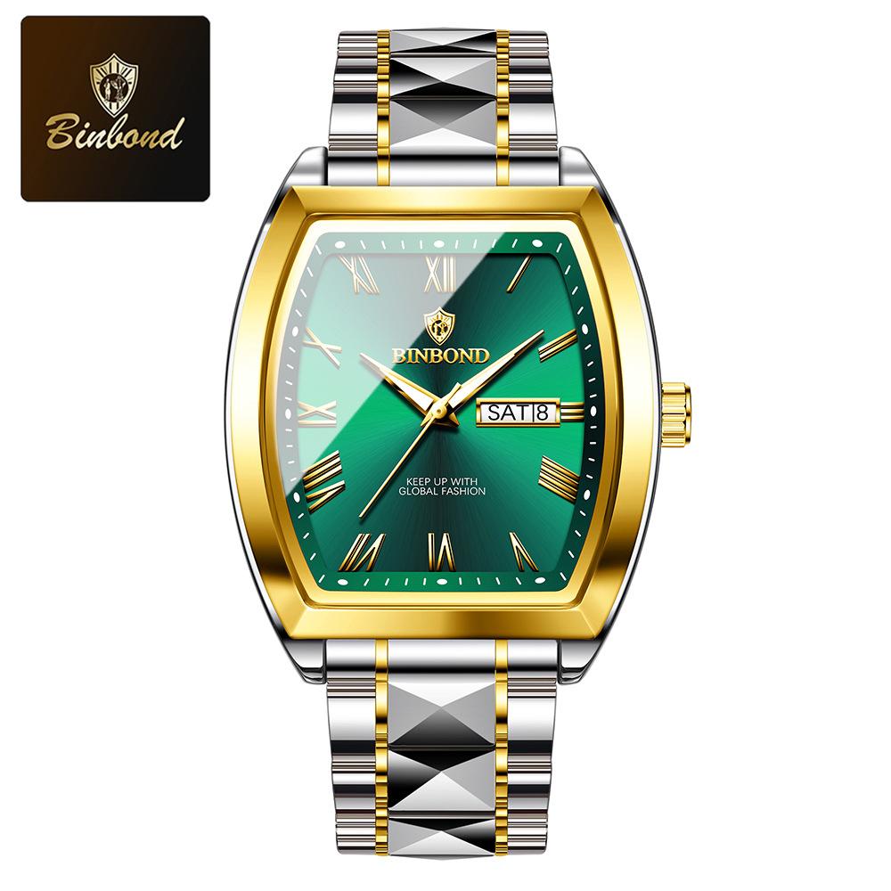 Barrel-shaped men's watches men's high-end business men's watches in the elderly waterproof luminous ten