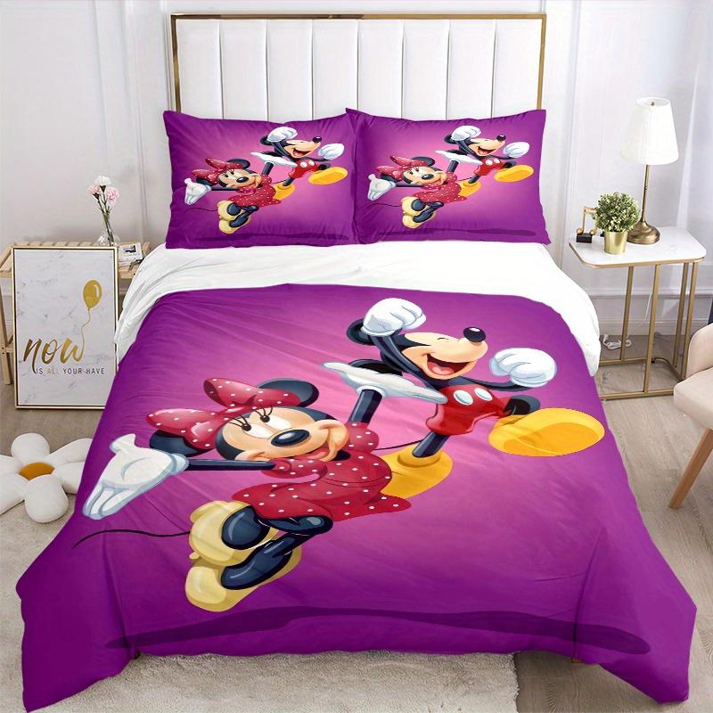 3pcs Excited Mickey Minnie Quilt Cover Set - Soft and Cozy Bedroom, Guest Room and Dorm Decorative Bedding 3-Piece Set 1 Quilt Cover + 2 Pillow S