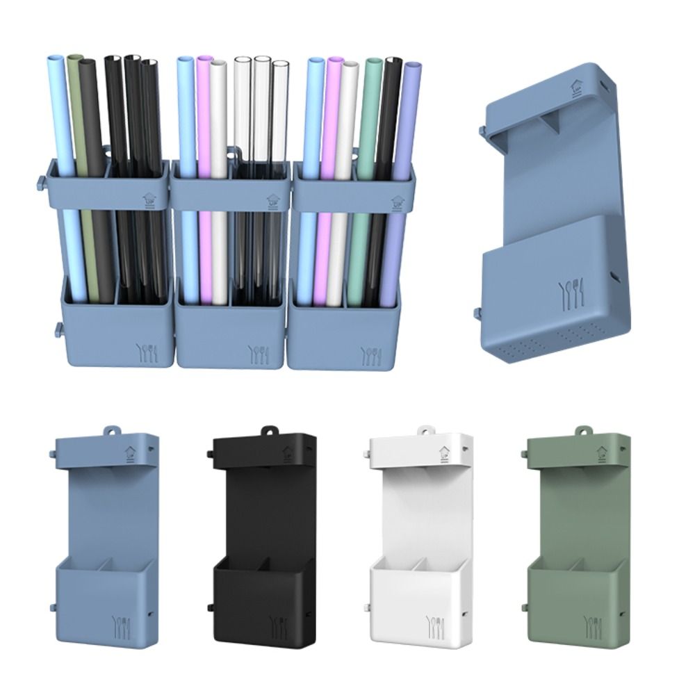 Black Green Blue Home Storage Box Wall Mounted Chopsticks and Spoons Storage Kitchen Gadget