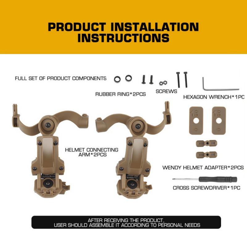 Taktisk hörlursskena fäste för hjälmskena för M-LOK hjälmadapter Brusreducerande hörlurar