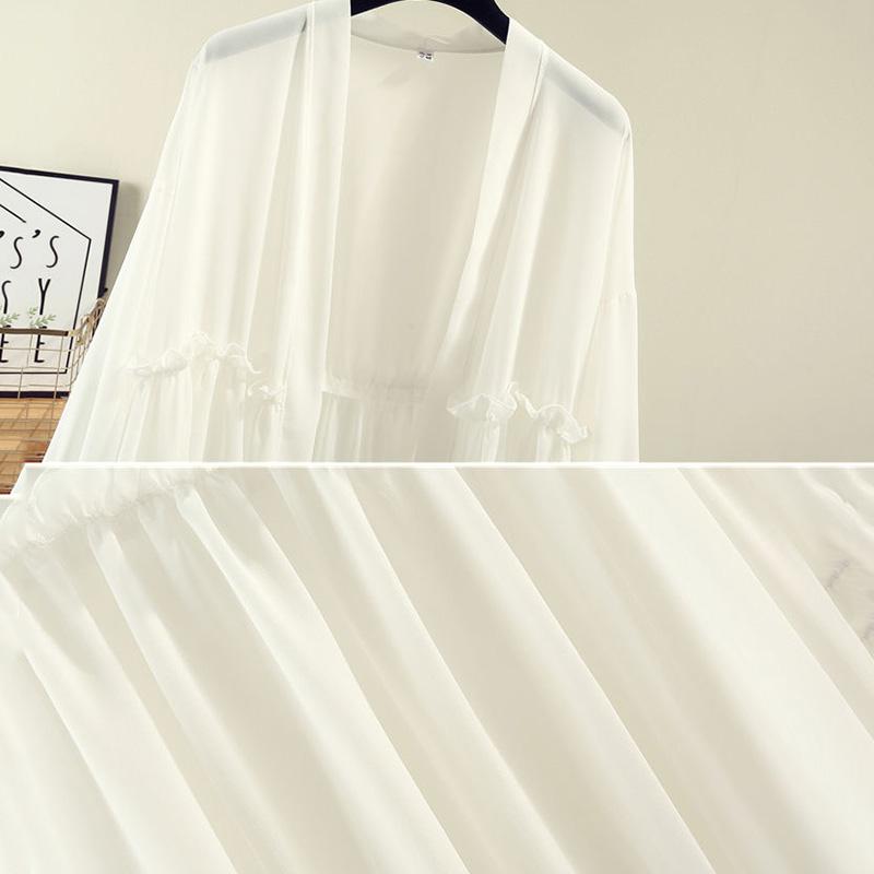 Chiffon Cardigan Women's Sun Protection Clothing Sun-Dress Mid-length Plus Size Shawl Loose Outer Thin Coat Beach