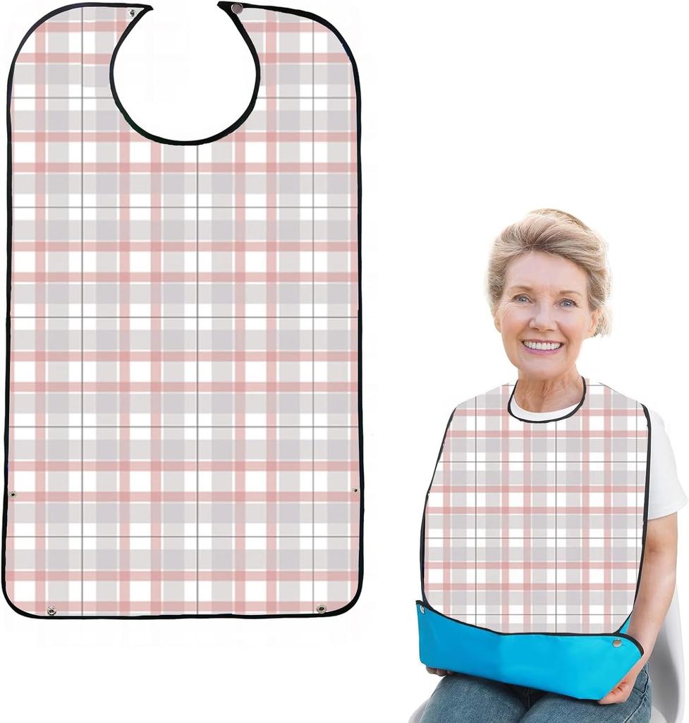 Hiliboom Waterproof Dining Apron Adult Care Beige Checkered