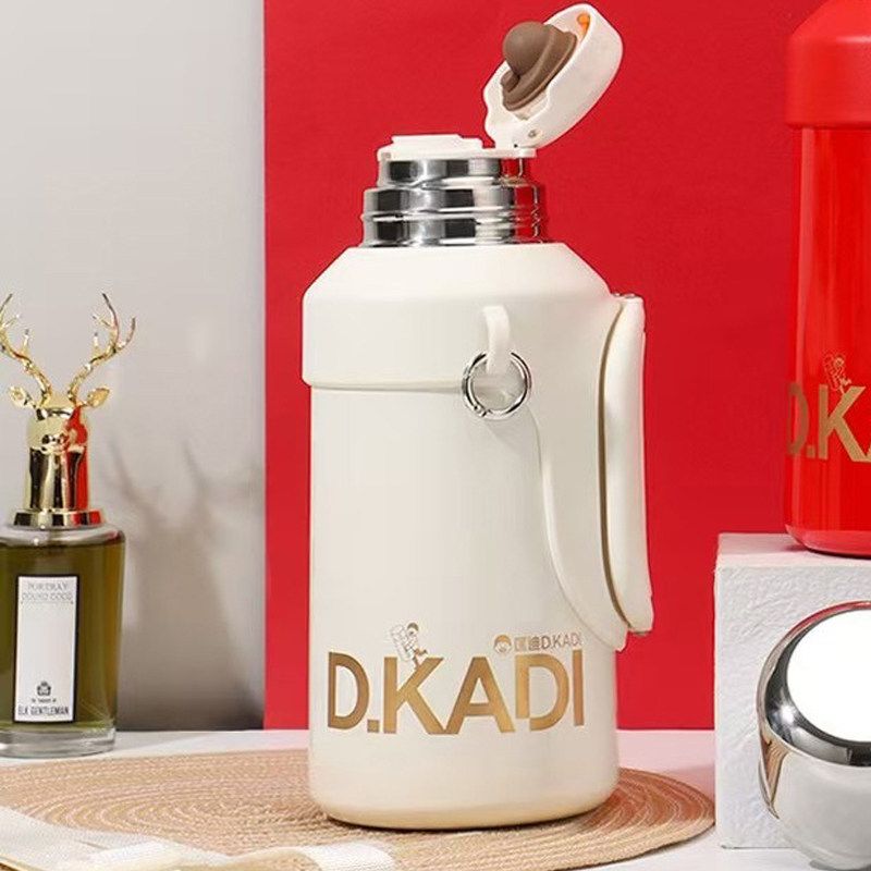 Kuangdi 316L Stainless Steel Thermos Vacuum Multi-Purpose Pot Student Portable Large-Capacity Travel Thermos Cup for Men and Women Pearl White 1000ml