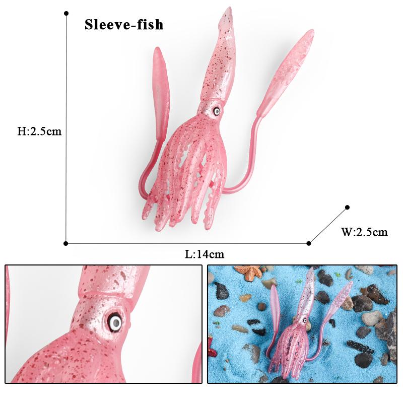 Oenux Ocean Starfish Sea Anemone Coral Jellyfish Squid Shrimp Crab Shark Animals Model Action Figures PVC Miniature Kid Toy Gift
