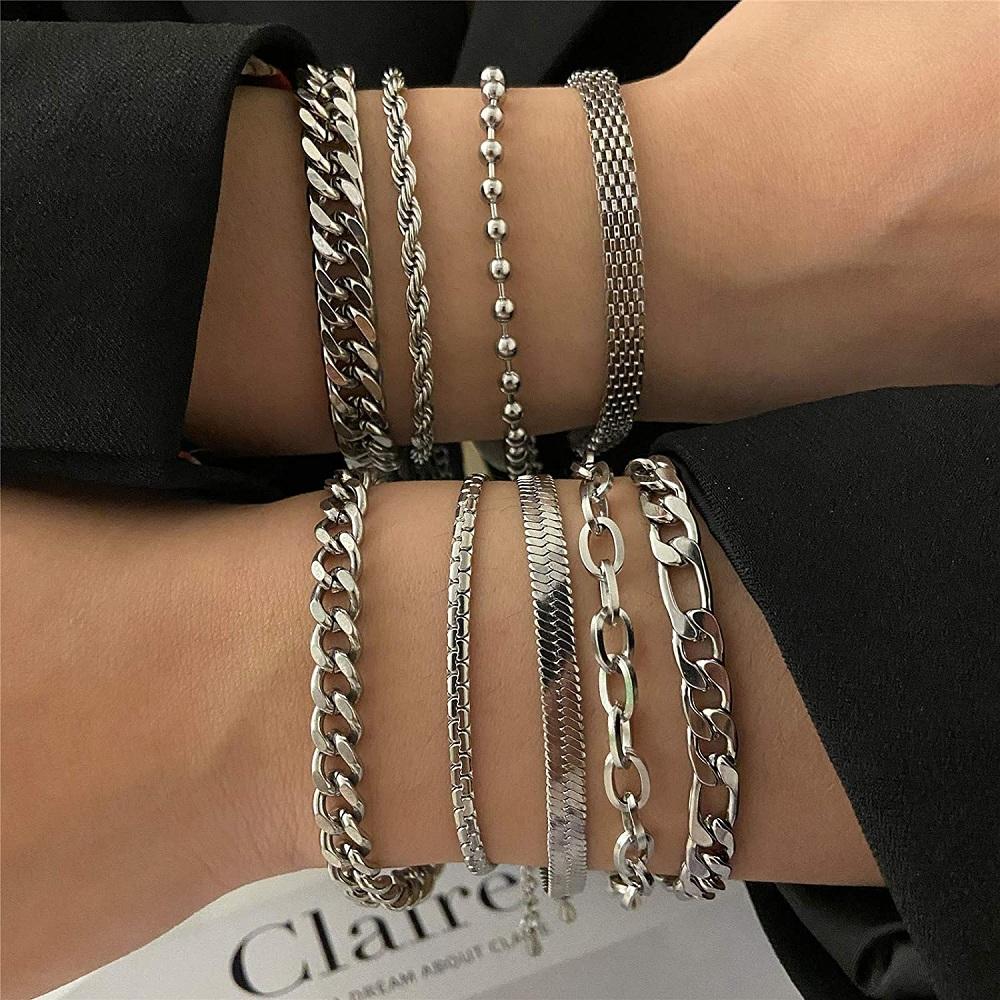 Kubánský řetízkový náramek z nerezové oceli 316L pro muže Ženy Figaro Vintage Metal Viking Kpop Pulseras Emo Roztomilý luxusní dárek na šperky