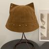 New Outdoor Cute Cat Ear Rivet Fisherman Hat Fashion Vintage Women Sunshade Bucket Hats Ruffian Handsome Versatile Panama Cap