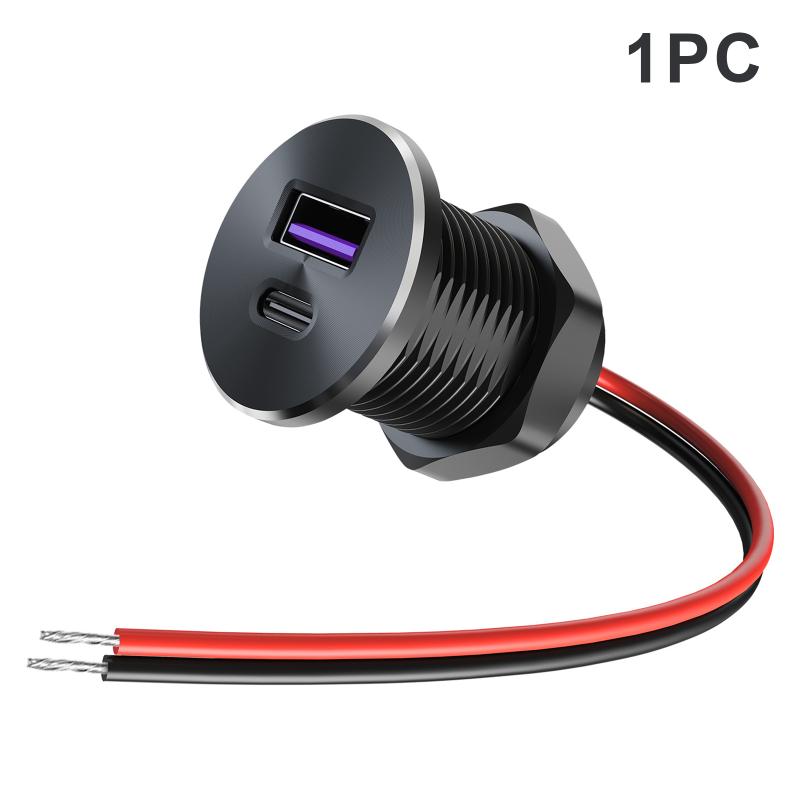 

1/2/3Pcs Aluminum Alloy Mini Car Charger Usb Type-C Charger Fast Charging For Rv Truck Camper Boat Car Modification Parts