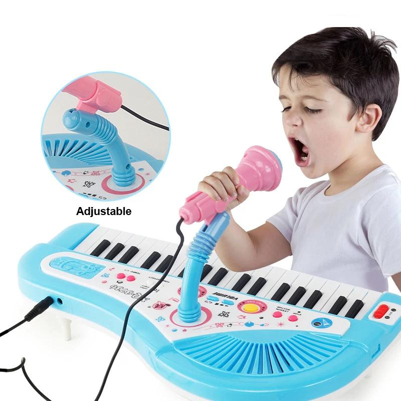 Non-Toxic Kids Musical Piano 37 Key Electronic Keyboard Piano For Kids With Microphone Musical Instrument Educational Toys For Children Gilrs