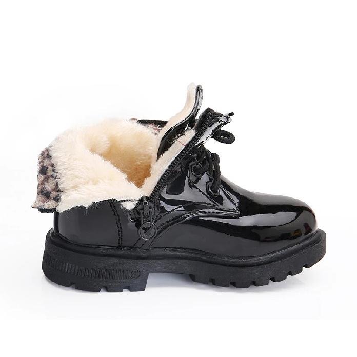 2025 New Winter Children Shoes PU Leather Waterproof Plush Boots Kids Snow Boots Brand Girls Boys Casual Boots Fashion Sneakers