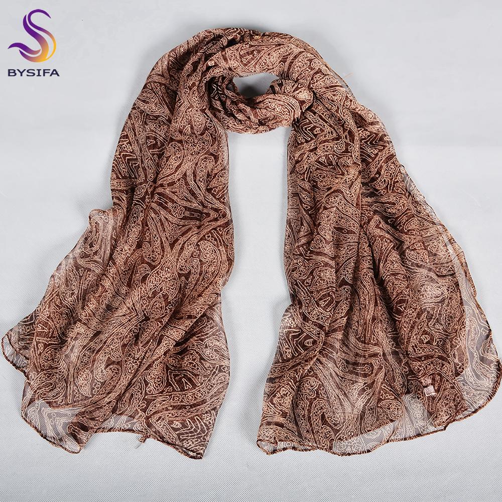 BYSIFA|Spring Pink Red Silk Scarf Shawl Female Elegant Floral Style Long Silk Scarves Foulard Summer New Beach Shawl Scarf Hijab