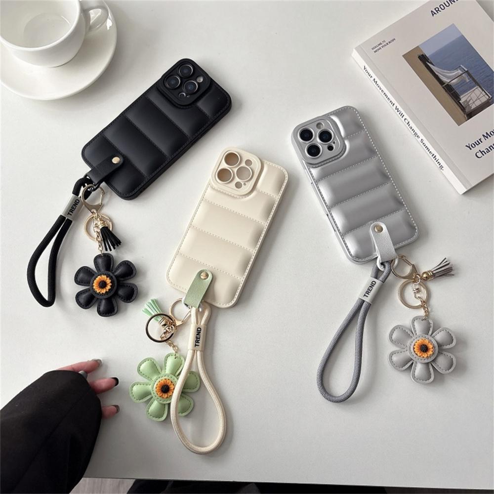 Mode Daunenjacke Lanyard Handyhülle für IPhone 17 Air 16E 16 15 14 13 Pro Max 12 11 X XR XS Plus Handschlaufe Weiche TPU Hülle