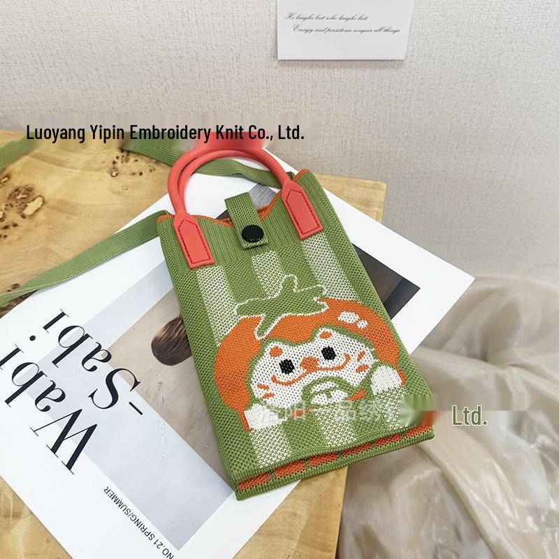 Cute Cartoon Dopamine Knit Crossbody Phone and Coin Bag