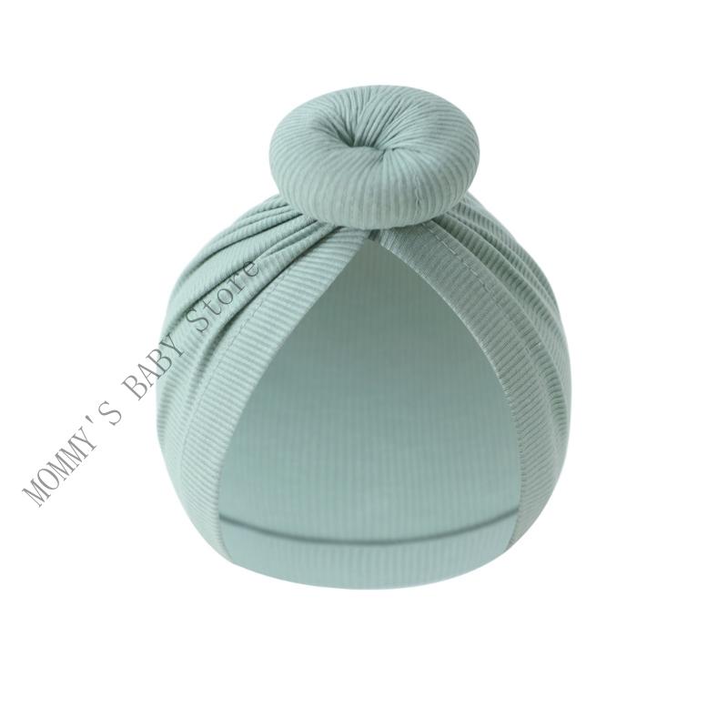 H3CD Elastic Infant Bonnet Caps Turban Hat with Sweet Bun Knot Charm for Photoshoots