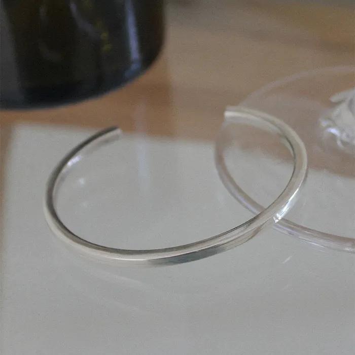 silver925 plain bangle bracelet (2color)