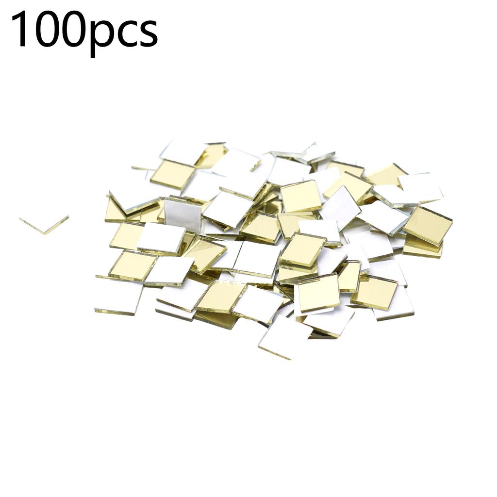 100PCS Glass Mirror Mosaic Small Square Tiles Mirror Wall Stickers Bulk DIY Craft Supplies Decorations Artwork Handmade Material