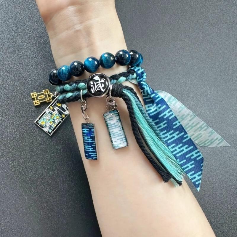 Demon Slayer Tokitou Muichirou Anime Zubehör Kreativer Kasumi Säule Ton-in-Ton Dekoratives Gewebtes Armband Hochwertige Geschenke