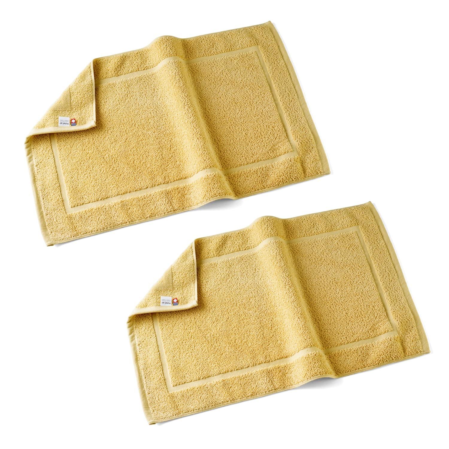 

oruTa Bath Set of Imabari Made in Suitable for Hotels and 69 x 43 Mustard Mats, 2, Toweling, Washable, Japan, Absorbent, Quick-Drying, 100% Cotton, горчичный