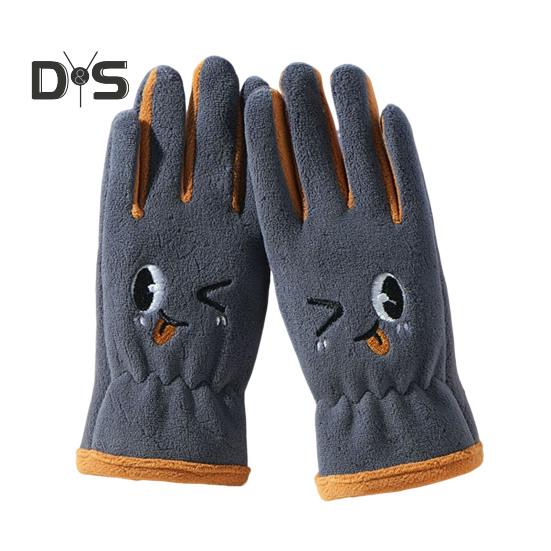 

1 пара детских термоперчаток с рисунком из мультфильма, мягкие износостойкие зимние ветрозащитные водонепроницаемые термоперчатки A темно-синий