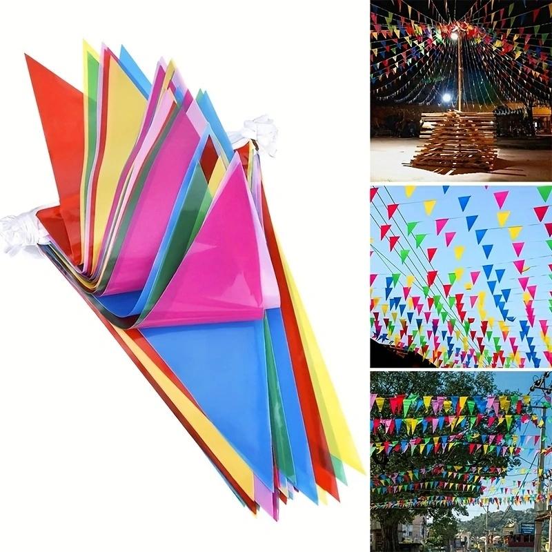 Multicolored Bunting Banner Triangle Flags Nylon Fabric Pennant Festival Outdoor Party Decor