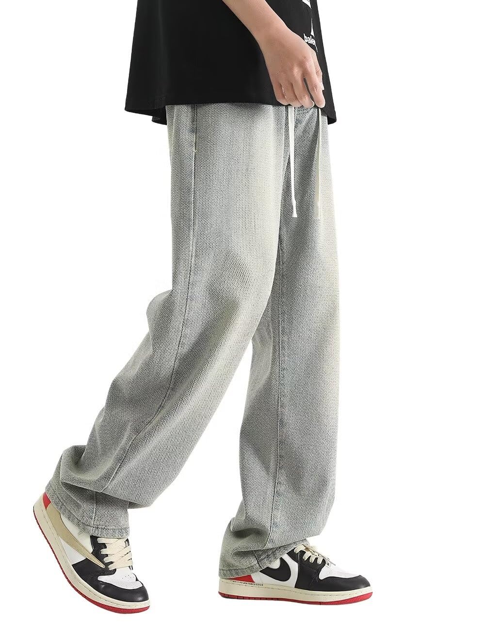 

VICALLED Men s Wide Leg Jeans, Loose Fit, Adjustable Drawstring, Plus Sizes, Casual, All-Season, Spring, Summer, Autumn, Winter