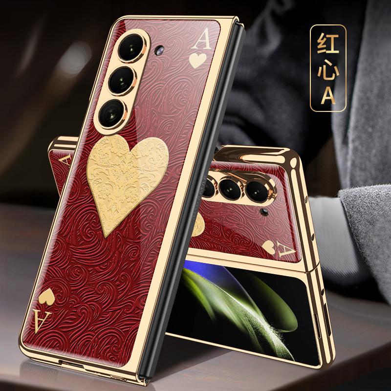 Luksusowe Platerowane Etui Pełne Pokrycie dla Samsunga Galaxy Z Fold 7 6 5 Fold5 Malowane Szkło Hartowane Odporne na Wstrząsy Ochronne Etui na Telefon