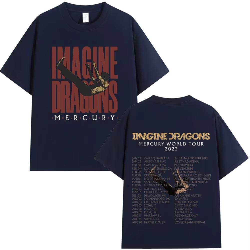 Imagine Dragons Mercury Tour 2023 Konzert T-Shirt Hip Hop Rock Band T-Shirt Herren Damen Kleidung Baumwolle Locker Kurzarm T-Shirts