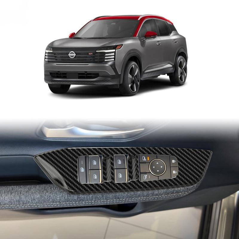 LHD For Nissan Kicks 2025 2026 ABS Carbon Fibre Car Window Switch Switch Button Window Switch Panel Cover Trim Accessories