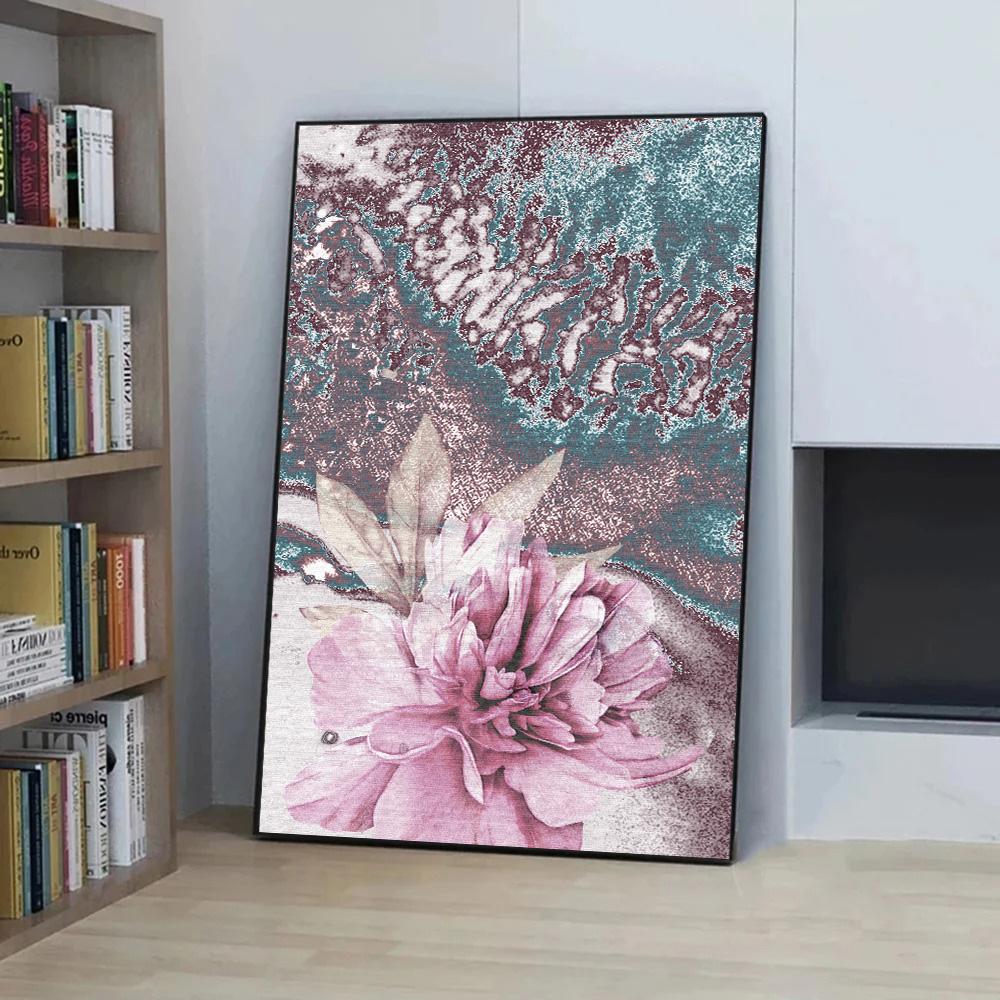 Nordic Pink Floral Canvas Painting Flower Posters and Prints Wall Art Pictures for Living Room Home Wall Decoration Gift
