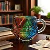 Rainbow Dice Mug Glass Tea Cup Multicolor Funny Coffee Cup Fantasy Themed Home Decor Gift for Dice Lovers