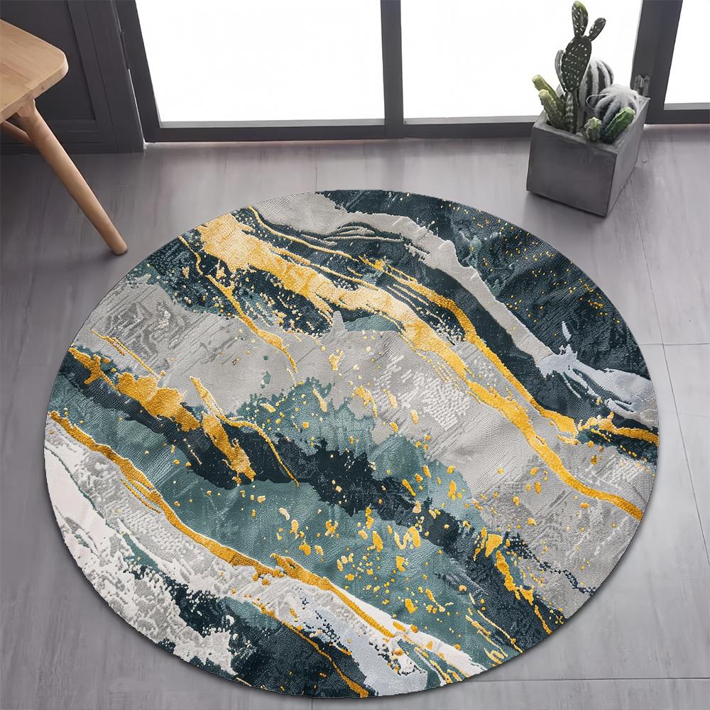 26 Style New Luxurious Marble Colour Nature Black Gold Round Carpet Rug for Bedroom Living Room Decoration,pet Decor Floor Mat