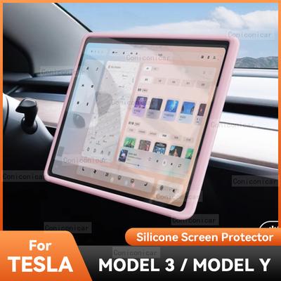 For Tesla Model 3 Model Y Silicone Screen Frame Display Edge Protector Central Control Car Protection Accessores
