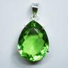 925 Sterling Silver Pendant Natural Green Topaz Pear 102.35 Ct Gems CERTIFIED my-348-k