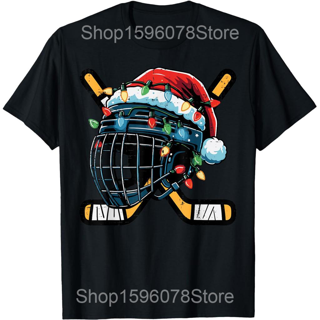 The Season Hockey Coffee Xmas Tree Ice Hockey Christmas T Shirts Humor Streetwear Tee Shirt Short Sleeve Unisex Loose Clothing