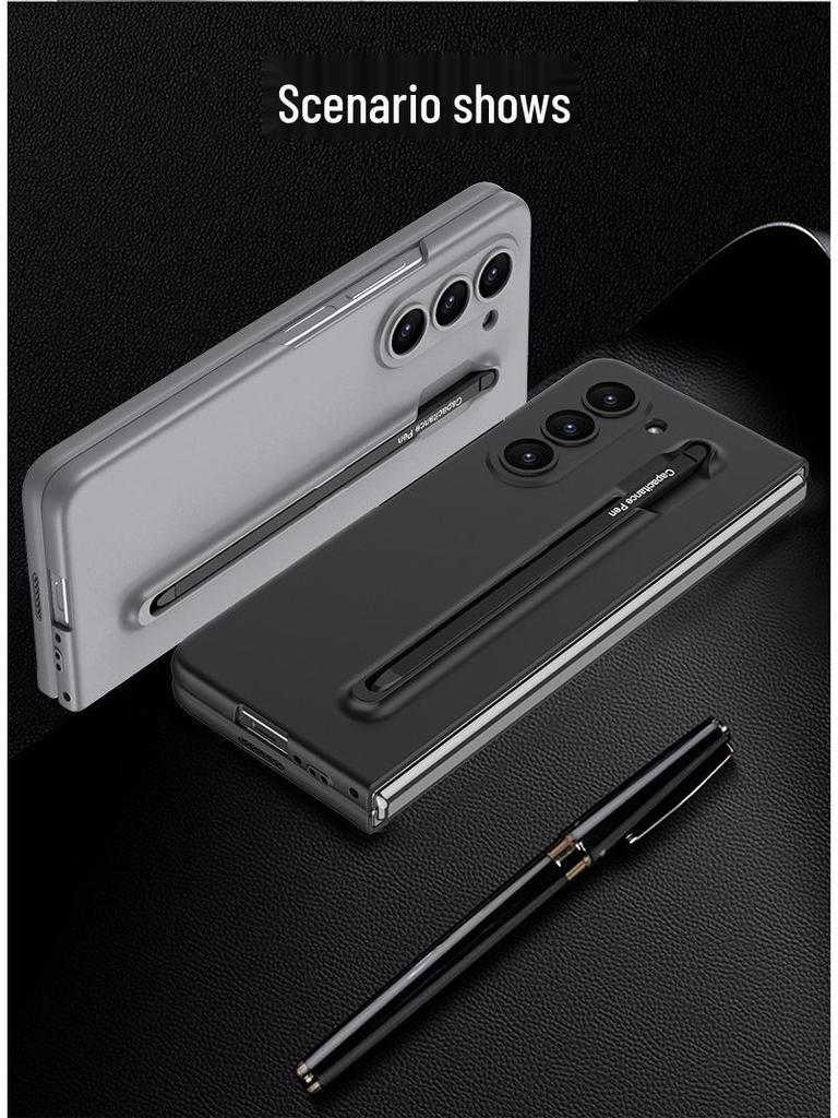 Samsung Z Fold6 Ultra-Thin Frosted Phone Case with Pen Slot - Solid Color Protective Cover