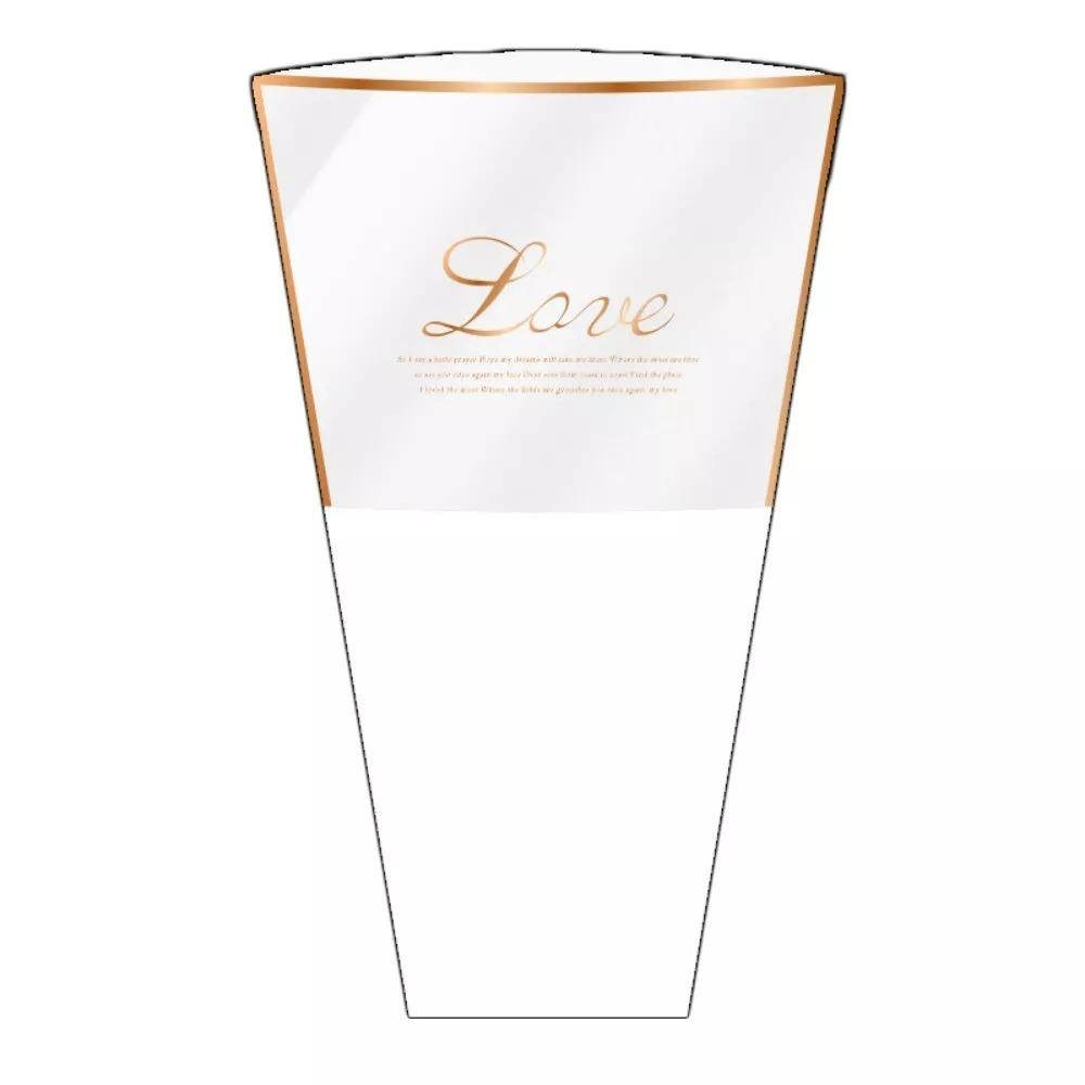 20PCS Transparent Flower Packaging Bag Hot Stamping Foil Rose Wrapping Bag Bouquet Packing Bag