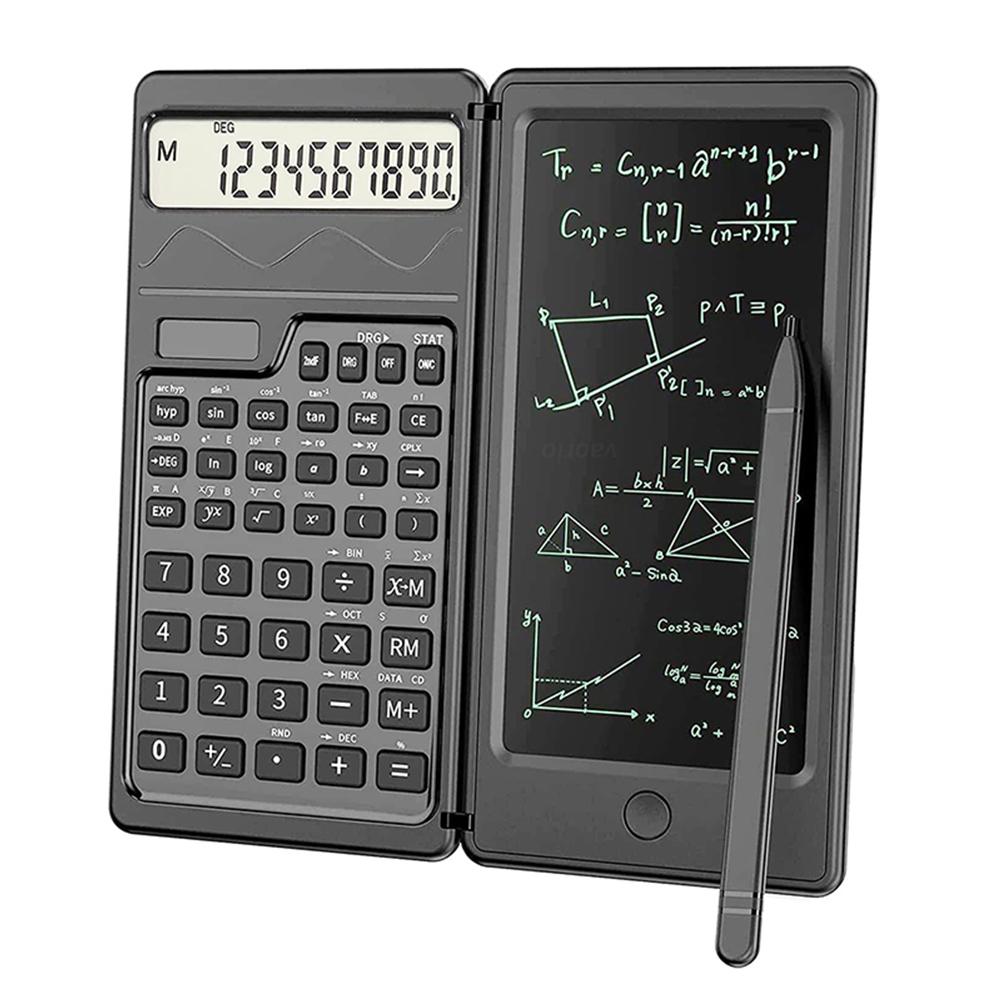 Folding Scientific Calculator Solar/Battery Dual Powered Scientific Calculator With Writing Tabletfor Students Teacher Engineer